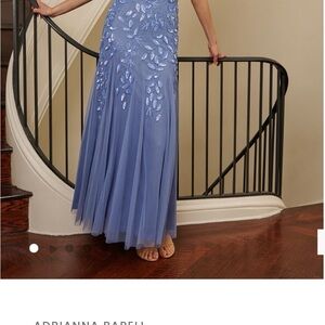 Adrianna Papell Lavender Gown with Leaf Appliqué